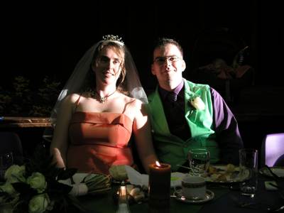 [Rays of  sunshine on the bride and groom]